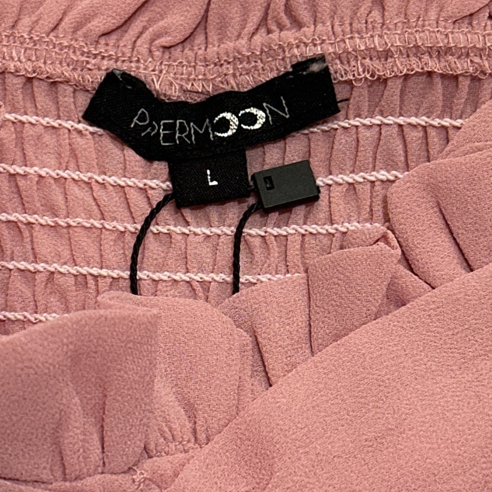 Papermoon Ruched Off-Shoulder Pink Crop Top - Picture 5 of 9